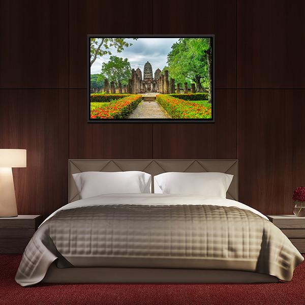 Sukhothai Historical Park Canvas Wall Art-3 Horizontal-Gallery Wrap-25" x 16"-Tiaracle