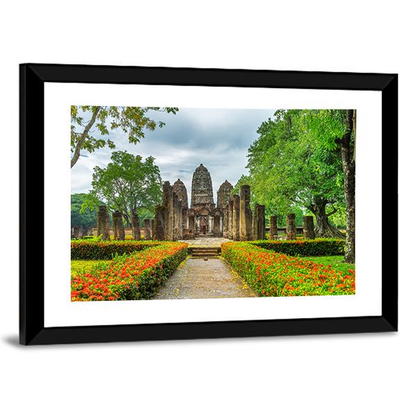 Sukhothai Historical Park Canvas Wall Art-3 Horizontal-Gallery Wrap-25" x 16"-Tiaracle