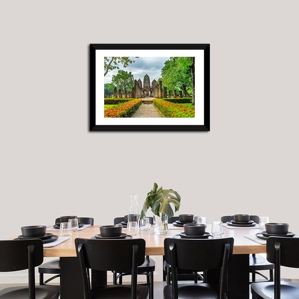 Sukhothai Historical Park Canvas Wall Art-1 Piece-Framed Print-20" x 16"-Tiaracle