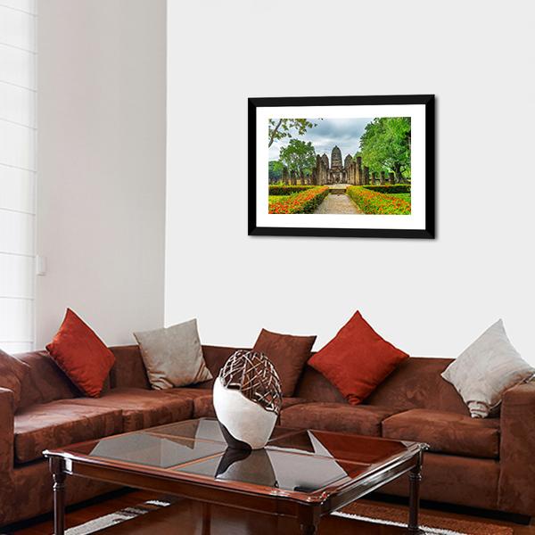 Sukhothai Historical Park Canvas Wall Art-3 Horizontal-Gallery Wrap-25" x 16"-Tiaracle