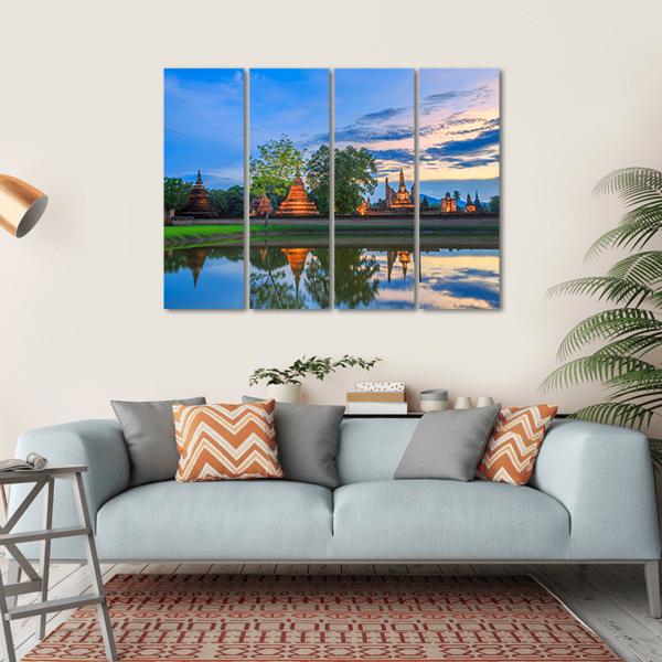 Sukhothai Historical Park In Thailand Canvas Wall Art-4 Horizontal-Gallery Wrap-34" x 24"-Tiaracle