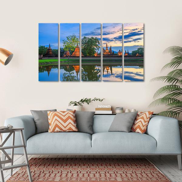 Sukhothai Historical Park In Thailand Canvas Wall Art-5 Horizontal-Gallery Wrap-22" x 12"-Tiaracle