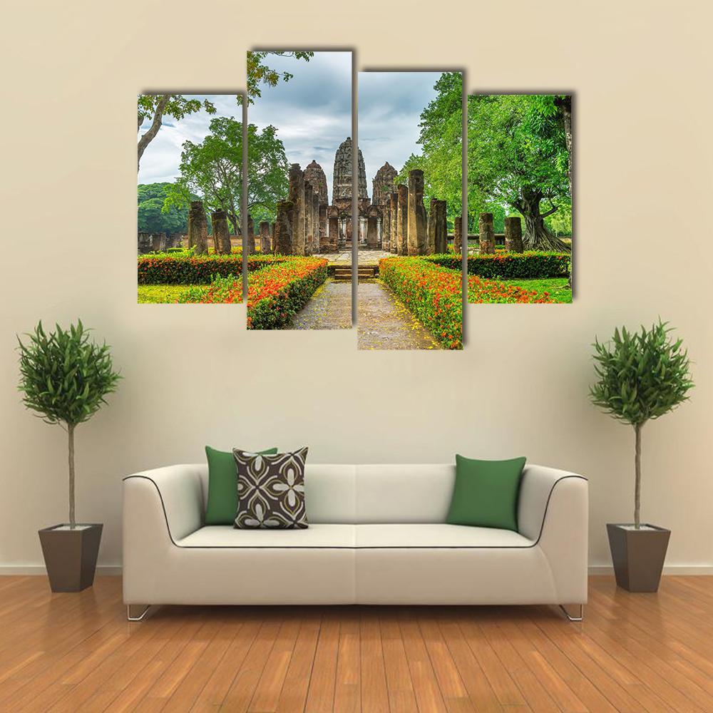 Sukhothai Historical Park Canvas Wall Art-4 Pop-Gallery Wrap-50" x 32"-Tiaracle