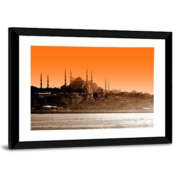 Sultan Ahmet Mosque At Sunset Panoramic Canvas Wall Art-1 Piece-36" x 12"-Tiaracle