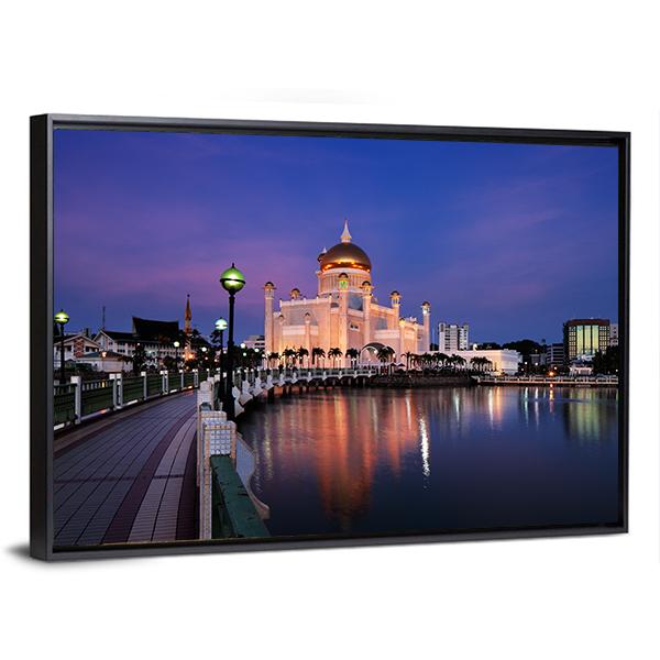 Sultan Omar Ali Saifuddien Mosque Canvas Wall Art-3 Horizontal-Gallery Wrap-25" x 16"-Tiaracle