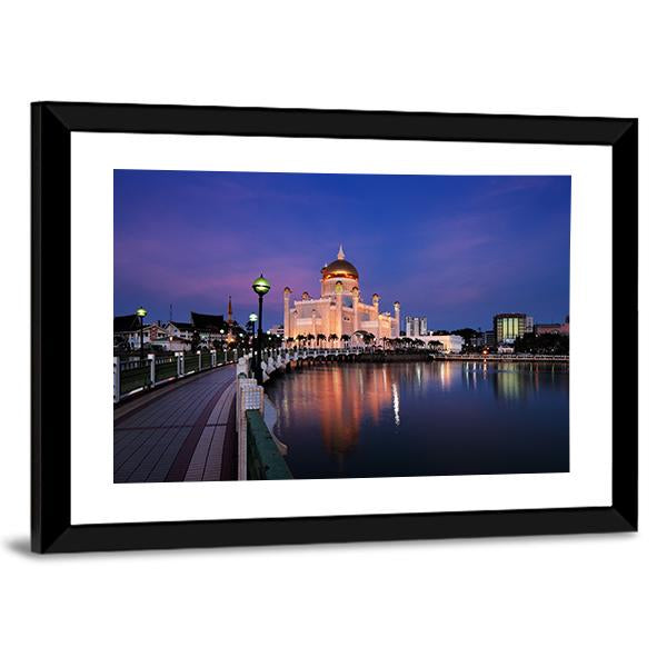 Sultan Omar Ali Saifuddien Mosque Canvas Wall Art-3 Horizontal-Gallery Wrap-25" x 16"-Tiaracle