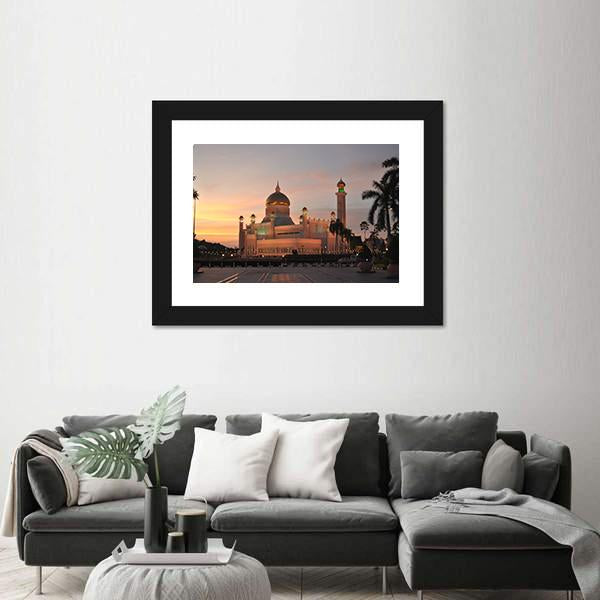 Sultan Omar Ali Saifuddin Mosque At Brunei Panoramic Canvas Wall Art-1 Piece-36" x 12"-Tiaracle