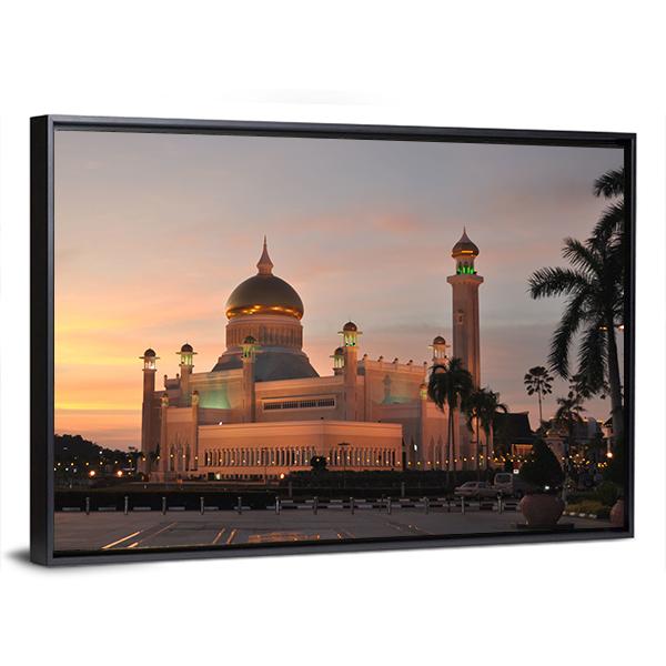 Sultan Omar Ali Saifuddin Mosque At Brunei Panoramic Canvas Wall Art-1 Piece-36" x 12"-Tiaracle