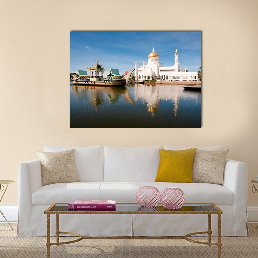 Sultan Omar Ali Saifuddin Mosque Brunei Canvas Wall Art-1 Piece-Gallery Wrap-36" x 24"-Tiaracle
