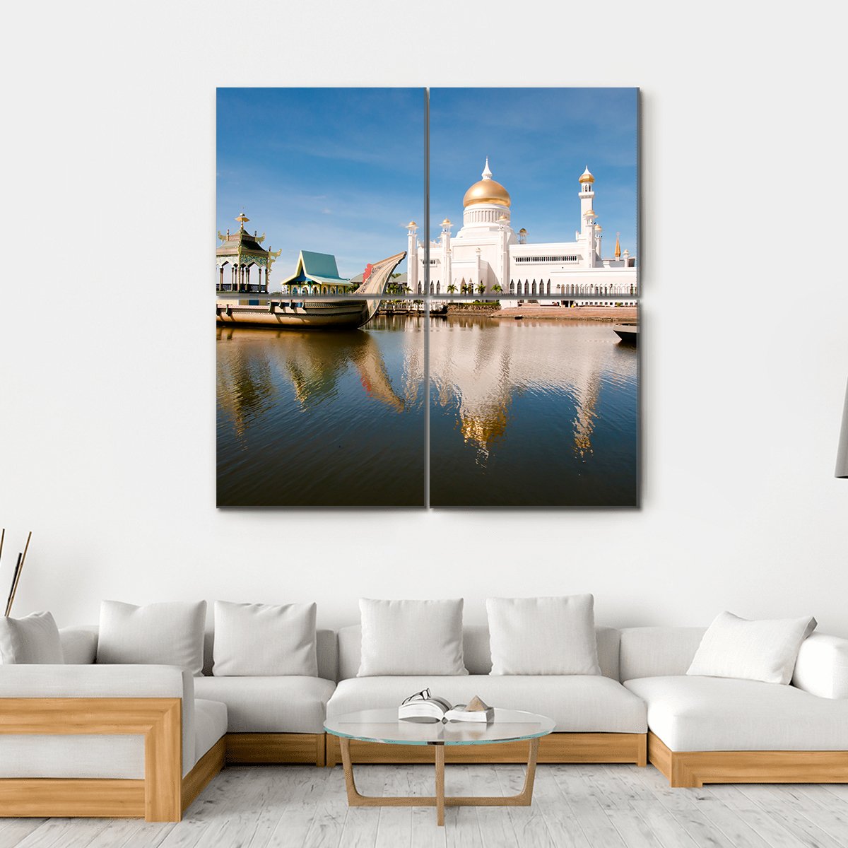 Sultan Omar Ali Saifuddin Mosque Brunei Canvas Wall Art-4 Square-Gallery Wrap-17" x 17"-Tiaracle