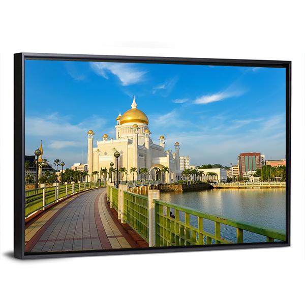 Sultan Omar Ali Saifuddin Mosque In Brunei Canvas Wall Art-3 Horizontal-Gallery Wrap-25" x 16"-Tiaracle