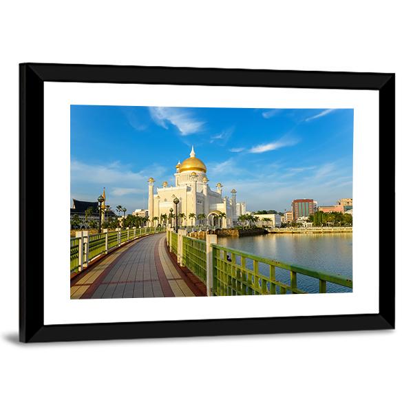 Sultan Omar Ali Saifuddin Mosque In Brunei Canvas Wall Art-3 Horizontal-Gallery Wrap-25" x 16"-Tiaracle