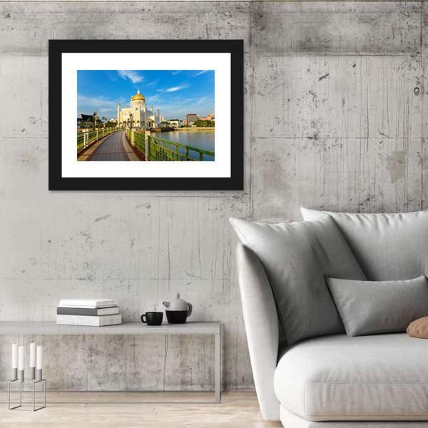 Sultan Omar Ali Saifuddin Mosque In Brunei Canvas Wall Art-3 Horizontal-Gallery Wrap-25" x 16"-Tiaracle