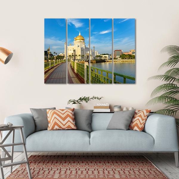 Sultan Omar Ali Saifuddin Mosque In Brunei Canvas Wall Art-4 Horizontal-Gallery Wrap-34" x 24"-Tiaracle