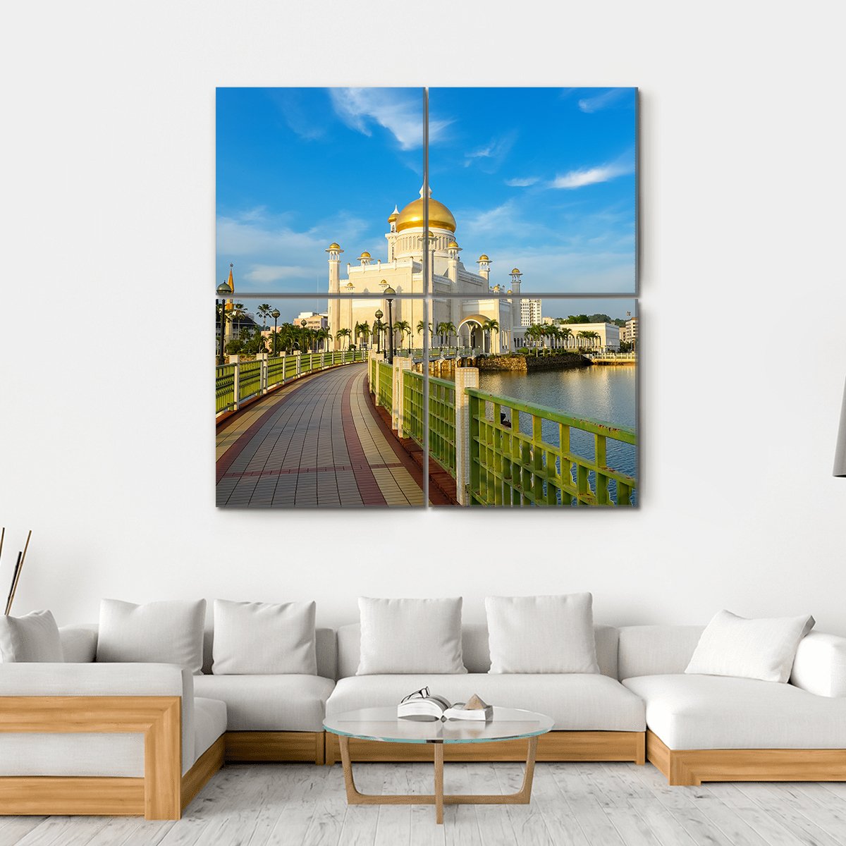 Sultan Omar Ali Saifuddin Mosque In Brunei Canvas Wall Art-4 Square-Gallery Wrap-17" x 17"-Tiaracle
