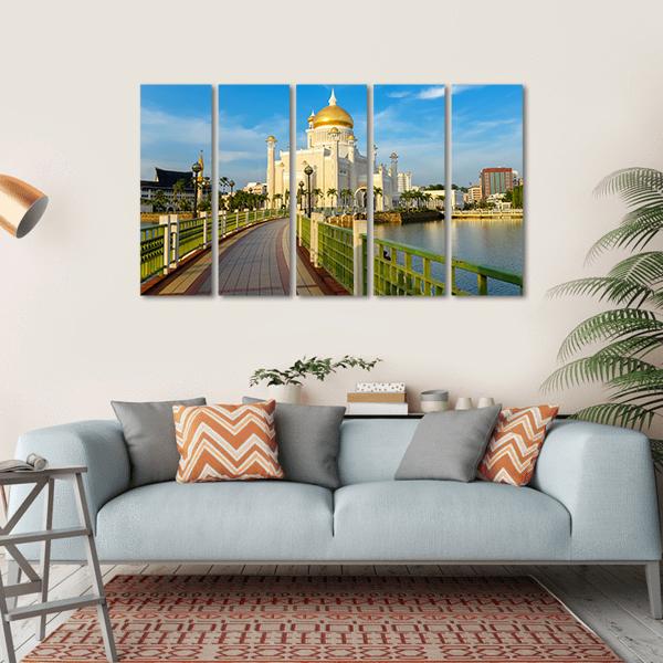 Sultan Omar Ali Saifuddin Mosque In Brunei Canvas Wall Art-5 Horizontal-Gallery Wrap-22" x 12"-Tiaracle