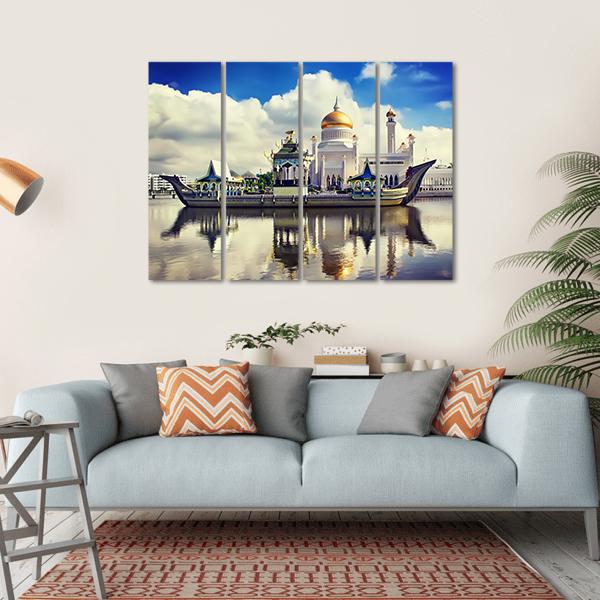 Sultan Omar Ali Saifudding Mosque Canvas Wall Art-4 Horizontal-Gallery Wrap-34" x 24"-Tiaracle