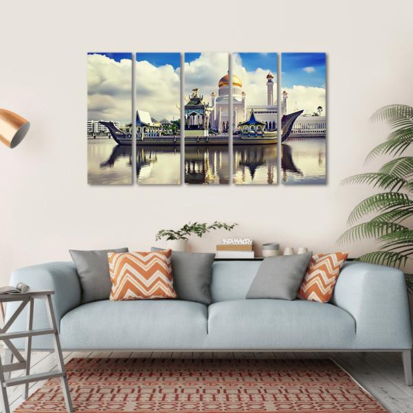 Sultan Omar Ali Saifudding Mosque Canvas Wall Art-5 Horizontal-Gallery Wrap-22" x 12"-Tiaracle