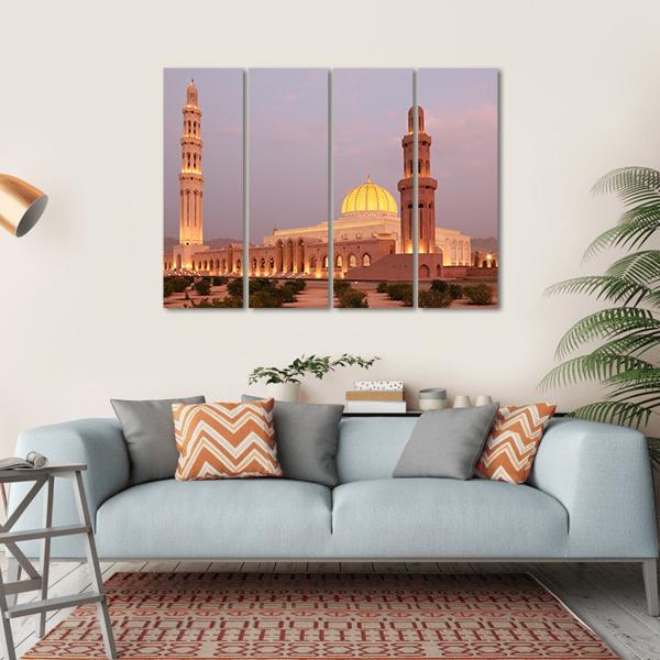 Sultan Qaboos Grand Mosque Canvas Wall Art-4 Horizontal-Gallery Wrap-34" x 24"-Tiaracle
