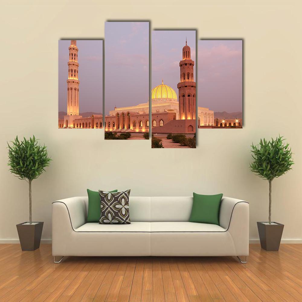 Sultan Qaboos Grand Mosque Canvas Wall Art-4 Pop-Gallery Wrap-50" x 32"-Tiaracle