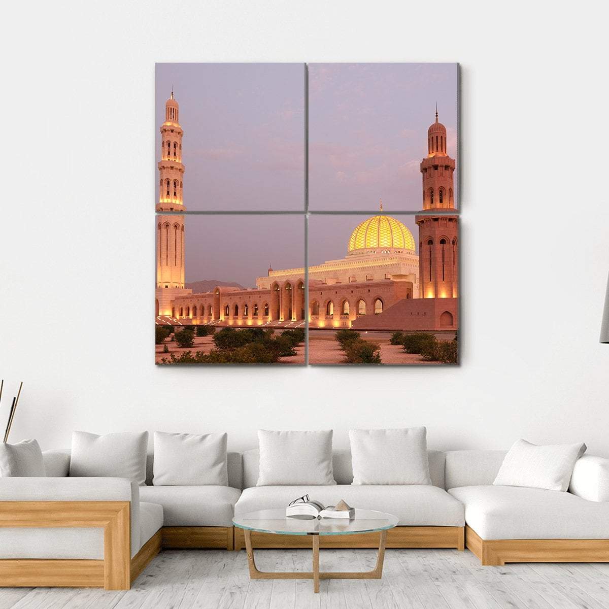 Sultan Qaboos Grand Mosque Canvas Wall Art-4 Square-Gallery Wrap-17" x 17"-Tiaracle