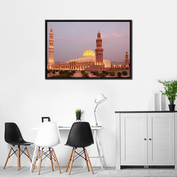 Sultan Qaboos Grand Mosque Canvas Wall Art-5 Horizontal-Gallery Wrap-22" x 12"-Tiaracle