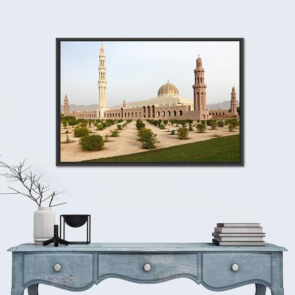 Sultan Qaboos Grand Mosque Muscat Canvas Wall Art-1 Piece-Floating Frame-24" x 16"-Tiaracle
