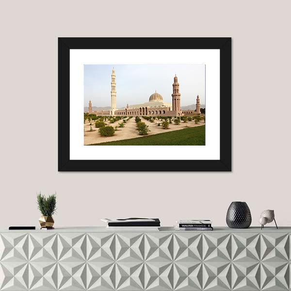 Sultan Qaboos Grand Mosque Muscat Canvas Wall Art-1 Piece-Framed Print-20" x 16"-Tiaracle