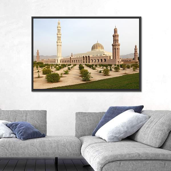 Sultan Qaboos Grand Mosque Muscat Canvas Wall Art-3 Horizontal-Gallery Wrap-25" x 16"-Tiaracle