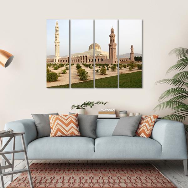 Sultan Qaboos Grand Mosque Muscat Canvas Wall Art-4 Horizontal-Gallery Wrap-34" x 24"-Tiaracle