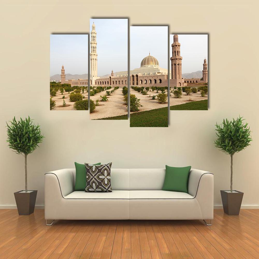 Sultan Qaboos Grand Mosque Muscat Canvas Wall Art-4 Pop-Gallery Wrap-50" x 32"-Tiaracle