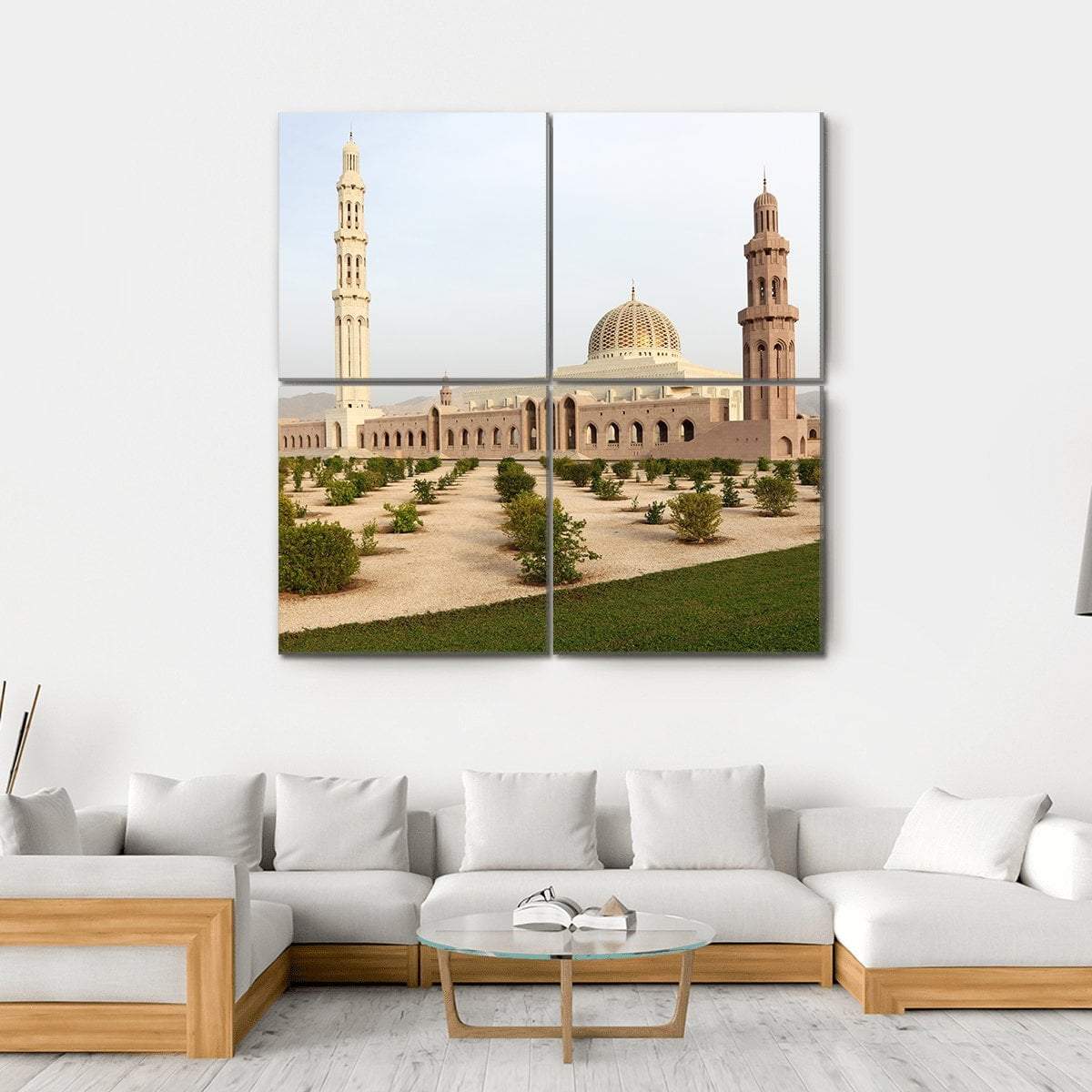 Sultan Qaboos Grand Mosque Muscat Canvas Wall Art-4 Square-Gallery Wrap-17" x 17"-Tiaracle