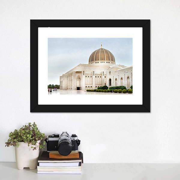 Sultan Qaboos Mosque Canvas Wall Art-1 Piece-Framed Print-20" x 16"-Tiaracle