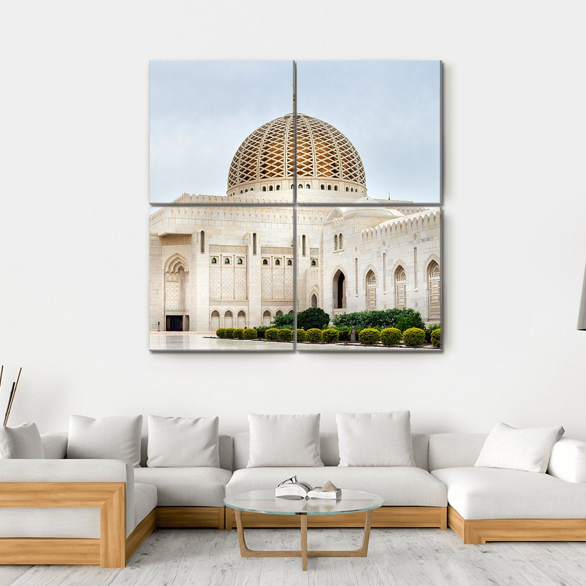 Sultan Qaboos Mosque Canvas Wall Art-4 Square-Gallery Wrap-17" x 17"-Tiaracle