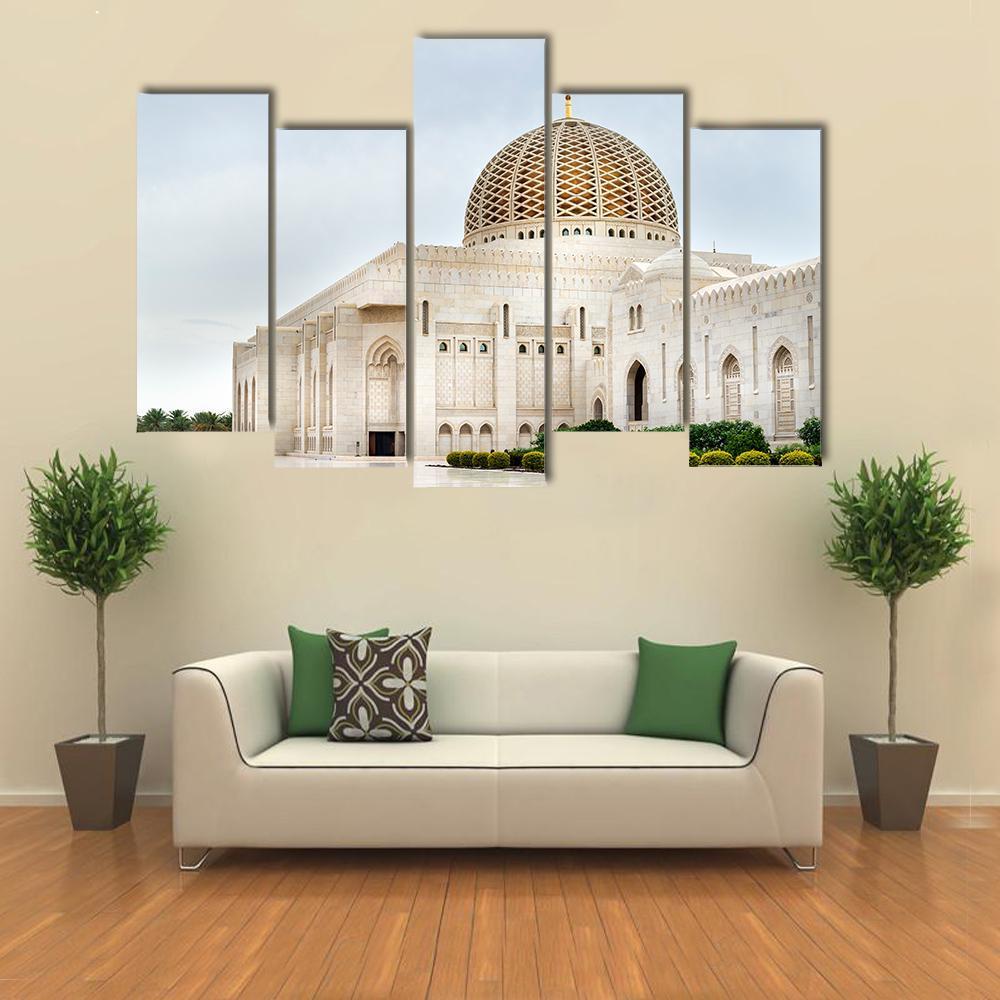 Sultan Qaboos Mosque Canvas Wall Art-5 Pop-Gallery Wrap-47" x 32"-Tiaracle
