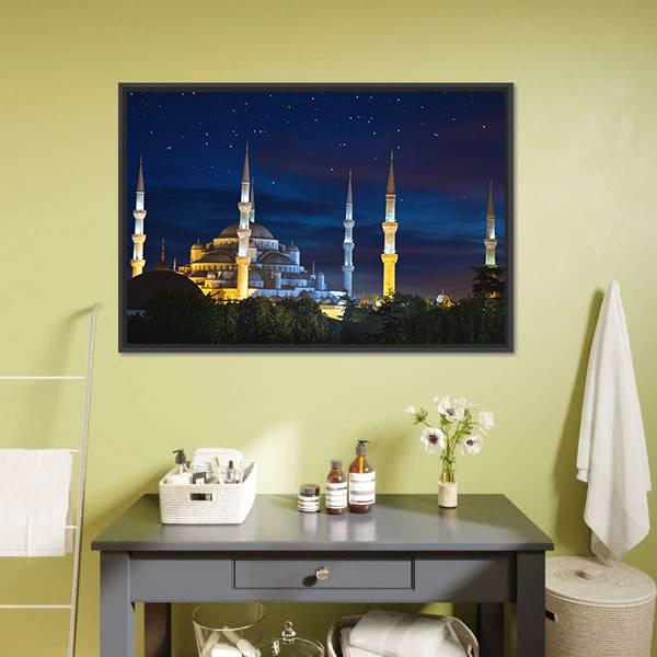 Sultanahmet Mosque Canvas Wall Art-1 Piece-Floating Frame-24" x 16"-Tiaracle
