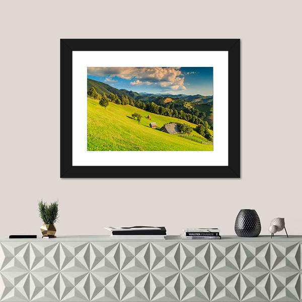 Summer Alpine Landscape In Romania Canvas Wall Art-1 Piece-Framed Print-20" x 16"-Tiaracle