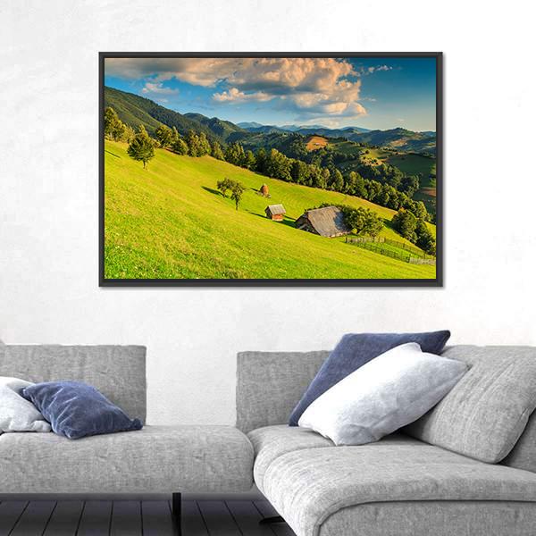 Summer Alpine Landscape In Romania Canvas Wall Art-3 Horizontal-Gallery Wrap-25" x 16"-Tiaracle