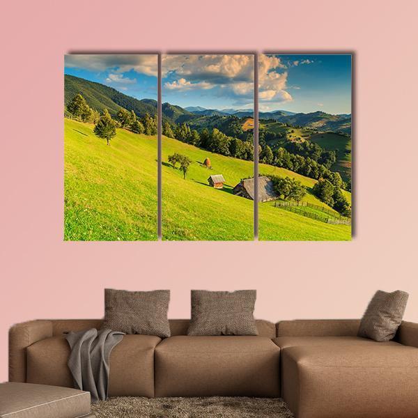 Summer Alpine Landscape In Romania Canvas Wall Art-3 Horizontal-Gallery Wrap-37" x 24"-Tiaracle