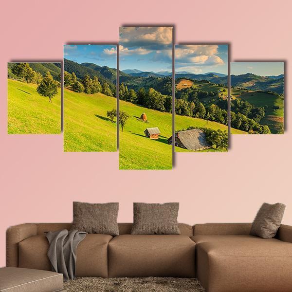 Summer Alpine Landscape In Romania Canvas Wall Art-5 Star-Gallery Wrap-62" x 32"-Tiaracle