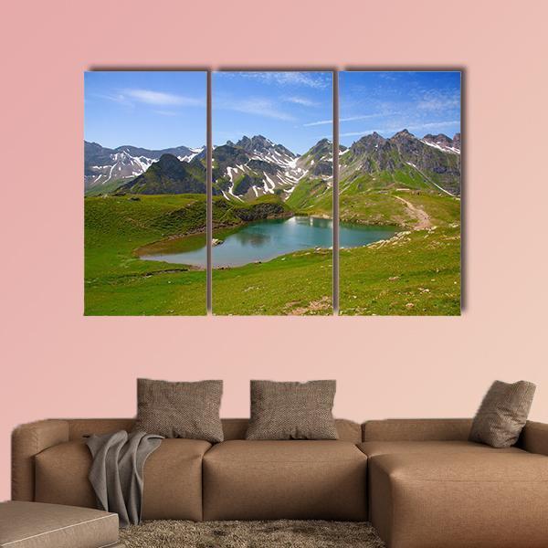 Summer Alpine Landscape Canvas Wall Art-3 Horizontal-Gallery Wrap-37&quot; x 24&quot;-Tiaracle