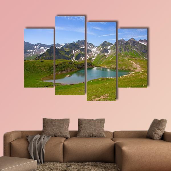 Summer Alpine Landscape Canvas Wall Art-4 Pop-Gallery Wrap-50&quot; x 32&quot;-Tiaracle