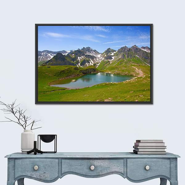 Summer Alpine Landscape Pizol St.Gallen Switzerland Canvas Wall Art-1 Piece-Floating Frame-24" x 16"-Tiaracle