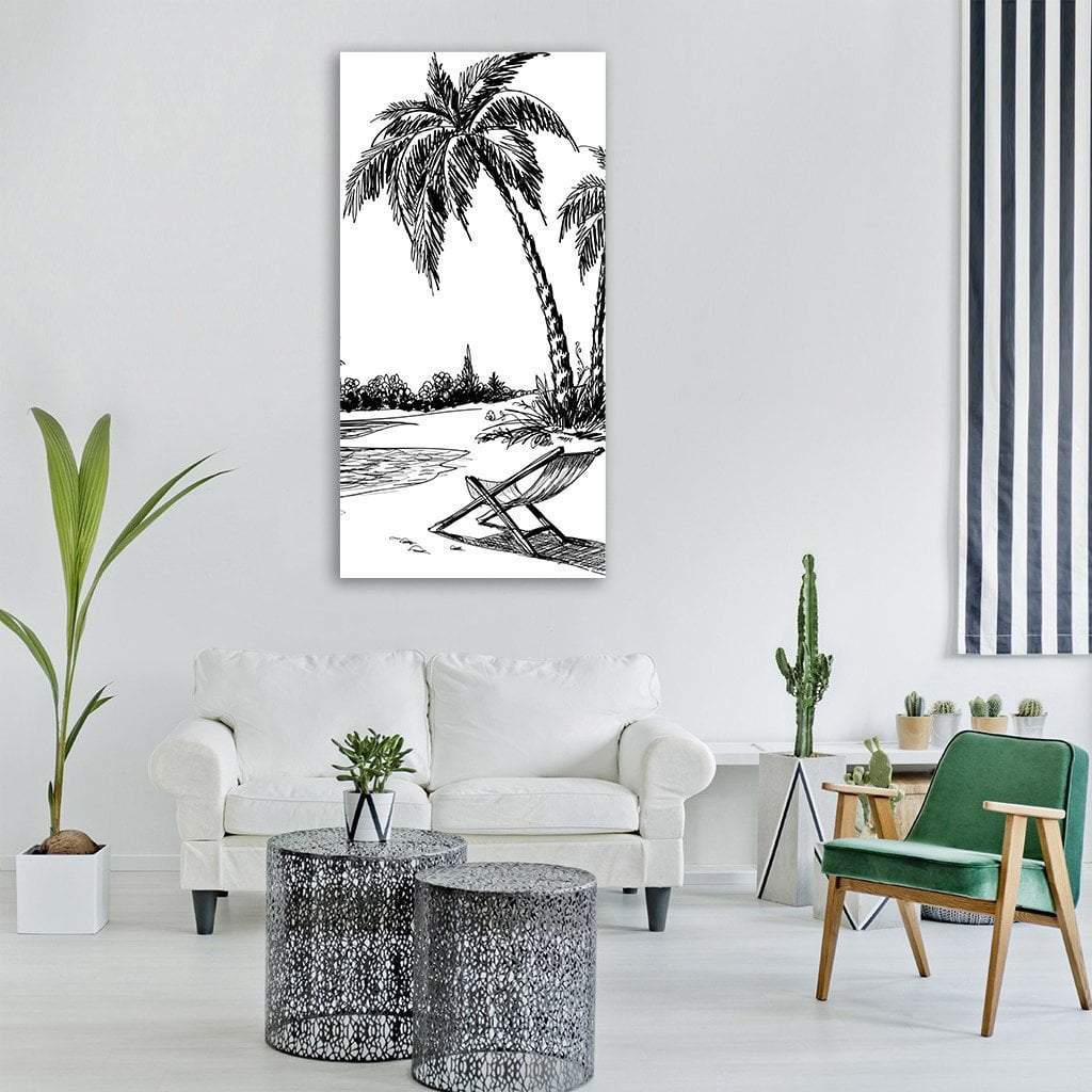 Summer Beach Painting Vertical Canvas Wall Art-1 Vertical-Gallery Wrap-12" x 24"-Tiaracle