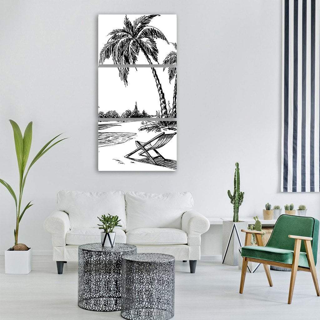 Summer Beach Painting Vertical Canvas Wall Art-3 Vertical-Gallery Wrap-12" x 25"-Tiaracle