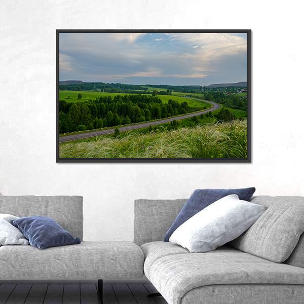 Summer Crimson Sunset Canvas Wall Art-3 Horizontal-Gallery Wrap-25" x 16"-Tiaracle