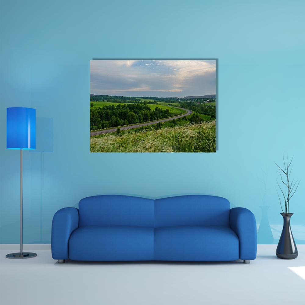 Summer Crimson Sunset Canvas Wall Art-1 Piece-Gallery Wrap-48" x 32"-Tiaracle