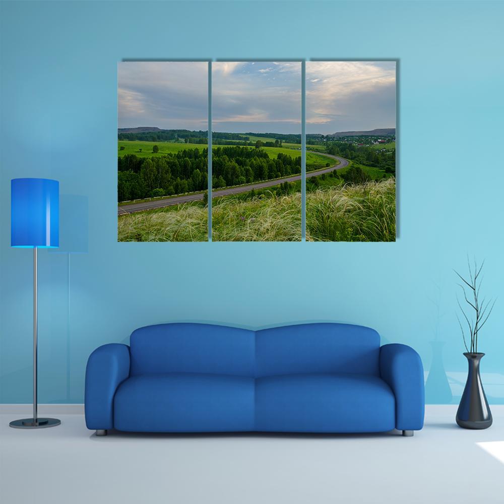 Summer Crimson Sunset Canvas Wall Art-3 Horizontal-Gallery Wrap-37" x 24"-Tiaracle