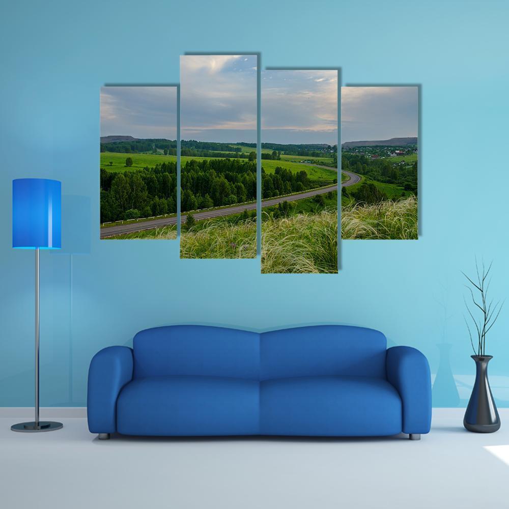 Summer Crimson Sunset Canvas Wall Art-4 Pop-Gallery Wrap-50" x 32"-Tiaracle