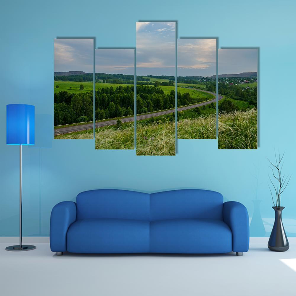 Summer Crimson Sunset Canvas Wall Art-5 Pop-Gallery Wrap-47" x 32"-Tiaracle